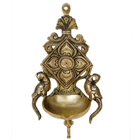 Brass Wall Decor Parrot Oil Lamp Deepak 0.4kg